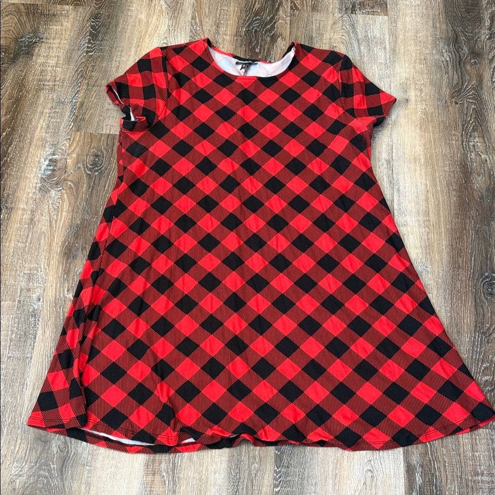 Allison Brittney Red and Black Plaid Mini Dress
